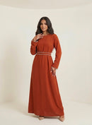 Elegante Maxi-jurk met Parelaccenten - orange
