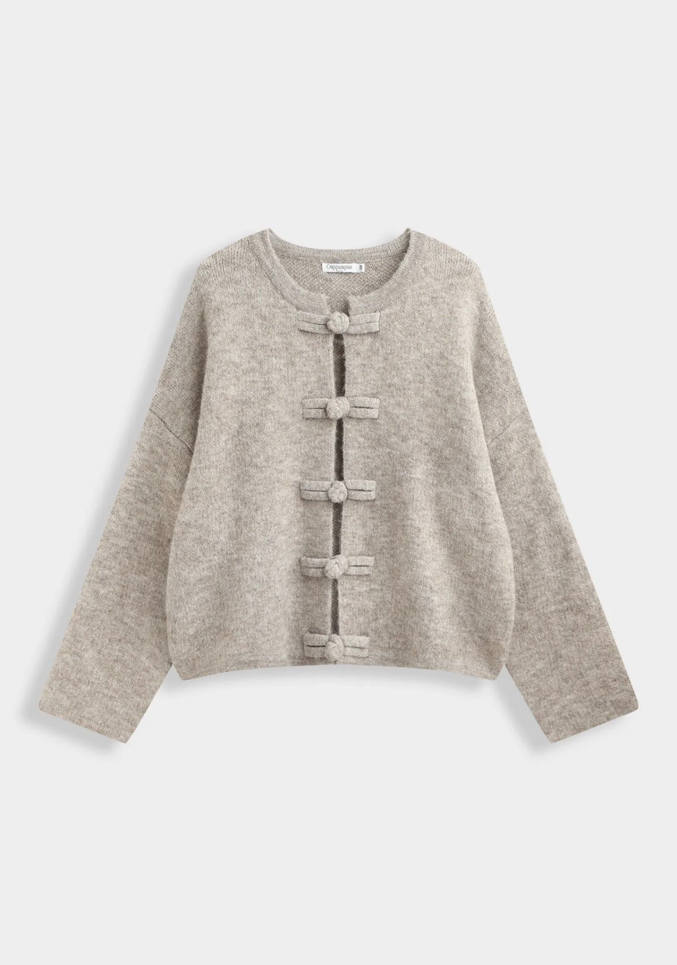 Taupe Elisa vest van wol - QT91070