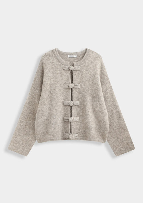 Taupe Elisa vest van wol - QT91070