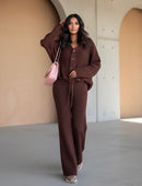 Felicia gebreiden broek met oversized trui - bruin