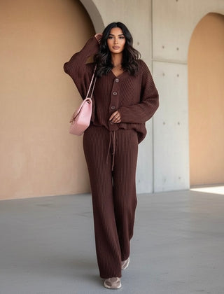 Felicia gebreiden broek met oversized trui - bruin