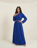 Elegante Maxi-jurk met Parelaccenten - kobalt blauw