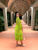 Positano Ruffle boho maxi Dress - green