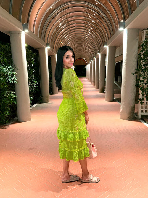 Positano Ruffle boho maxi Dress - green