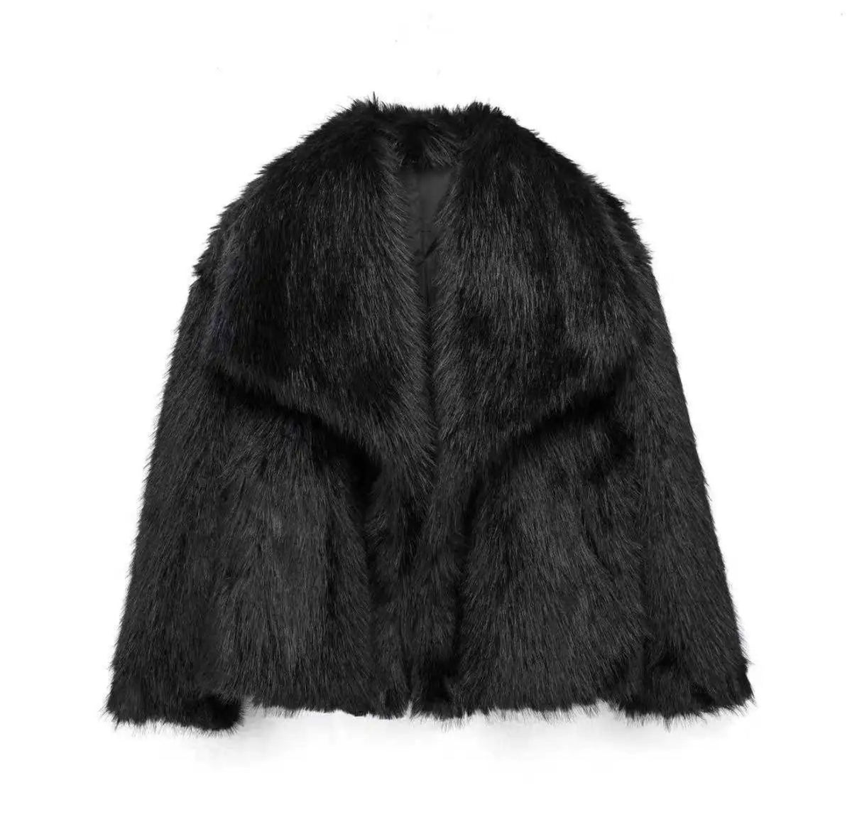 Faux fur bontjas - black 3278