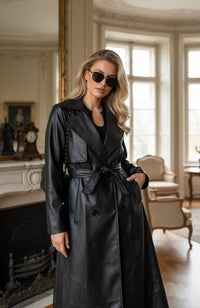 Inaya leren look trenchcoat  (OFMB37)