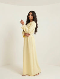 Elegante Maxi-jurk met Parelaccenten - butter yellow