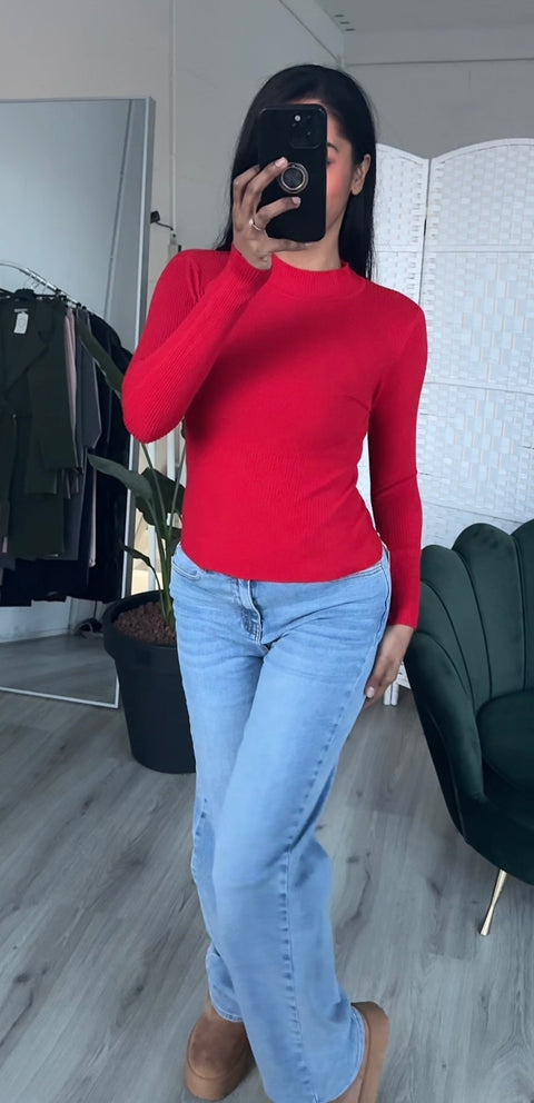 Rekbare trui met rib