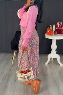 Roze blouse met ruches en parels