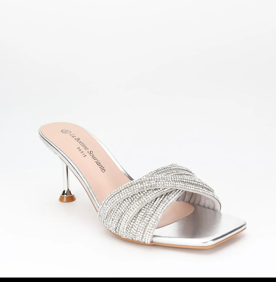 Rosa hakken met glitters zilver - BQB8297