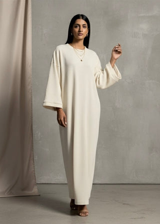 ZYRA LANGE WIJDE JURK BEIGE (ZJ01)