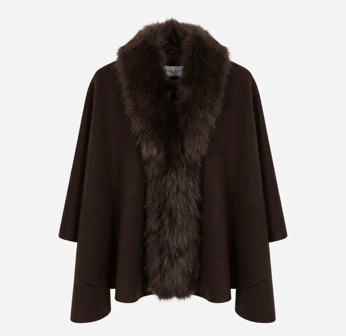 Luxe Zwarte Cape met Bontkraag