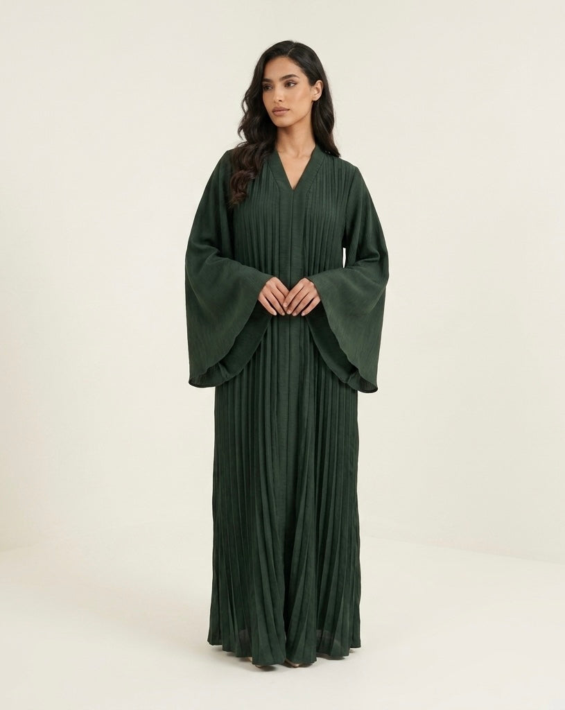 Flora wijde jurk - donker groen