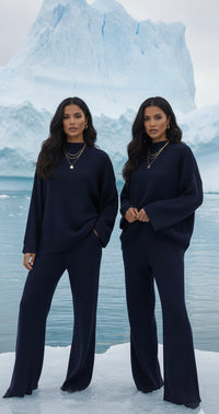 Zyra ribbed co-ord set - navy