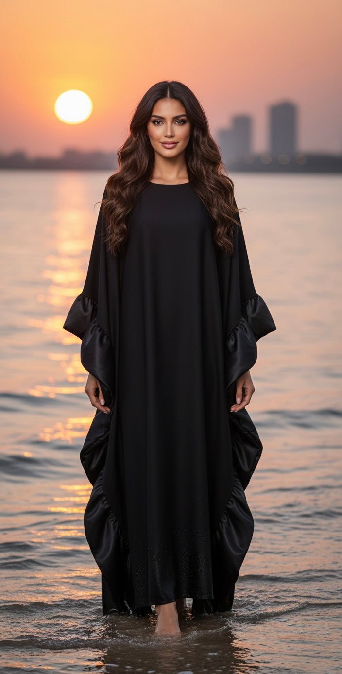 Ebony Elegance black verstelbare kaftan