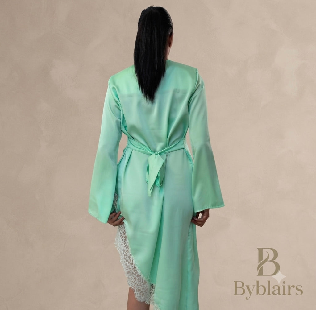Lace long blouse mental green