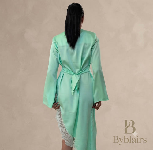 Lace long blouse mental green