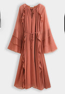 Ruffles gala jurk - dark pink PS9382