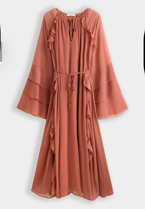 Ruffles gala jurk - dark pink PS9382