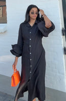 Jurk met ruffles van viscose zwart - M5250
