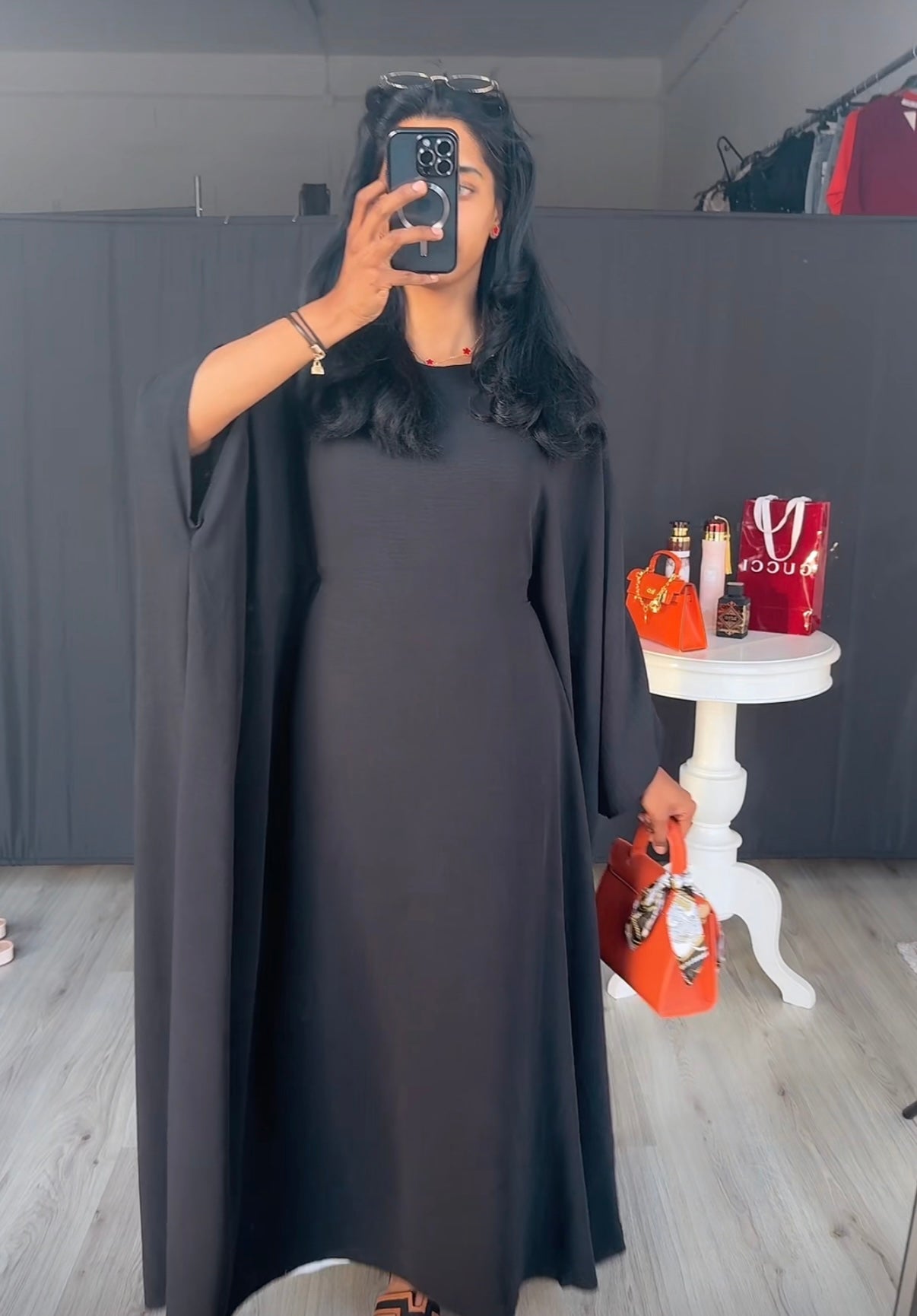Abaya jurk met touwtjes zwart