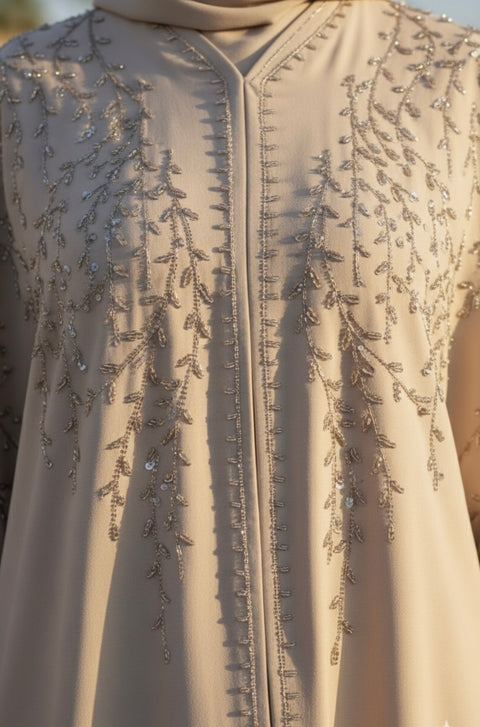 Royal beige Abaya - dubai 990231 PRE ORDER