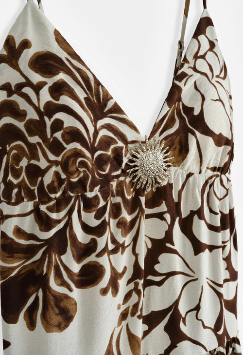 Santorini Brown white maxi-dress