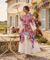 Jardin de Couleurs Maxi-Robe zimmer – Kleurrijke Bloemrijke Doorknoopjurk met Ceintuur