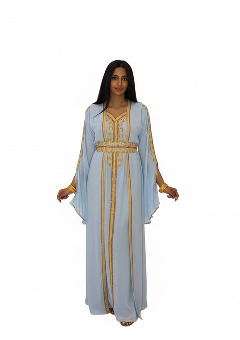 Takshita licht blauw met gouden details en verstelbare band