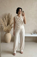 Beige - comfy broekset 20164