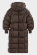 Winterjas met capuchon donker bruin - FC7657