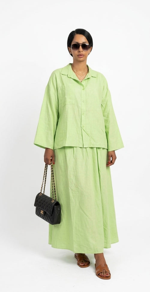 Oversized blouse met lange rok - mint groen van viscose PRE ORDER