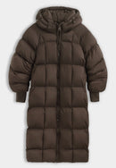 Winterjas met capuchon donker bruin - FC7657