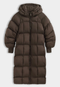 Winterjas met capuchon donker bruin - FC7657