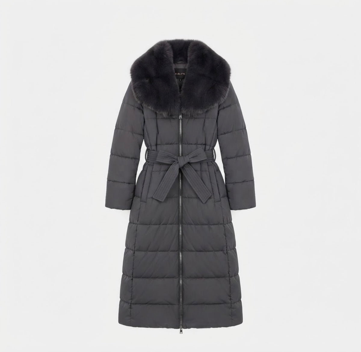 Luxe Lange Gewatteerde Winterjas met Bontkraag - zwart