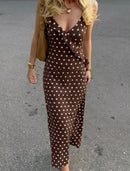Bruine maxi jurk met stippels - PS9632S