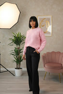 Sweater with flowers pink