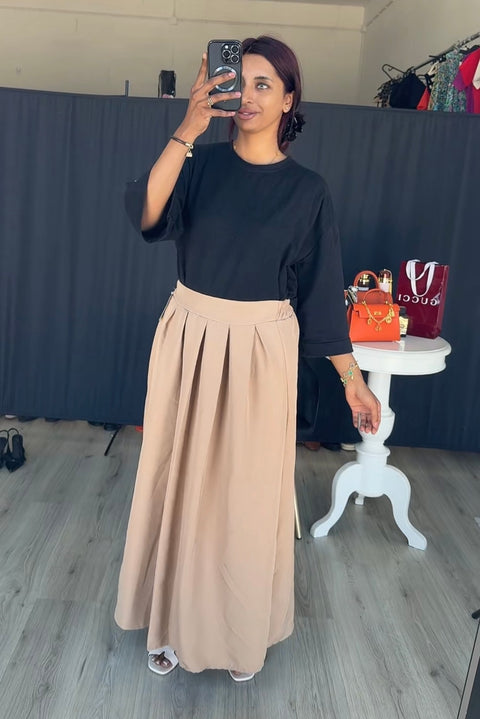 Rok met plooien camel