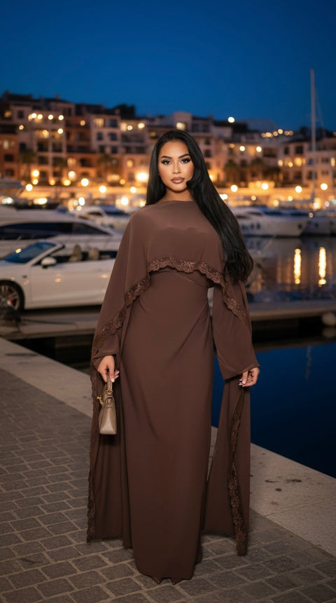 Robe de Soirée ‘Lace Luxe’ - donker bruin SQ82