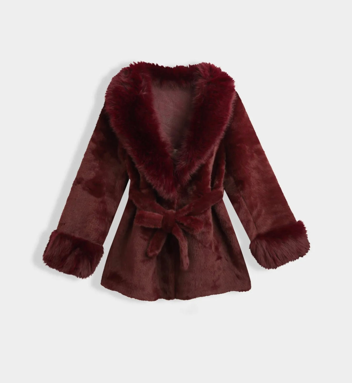 Faux fur manteljas burgundy - SQ052
