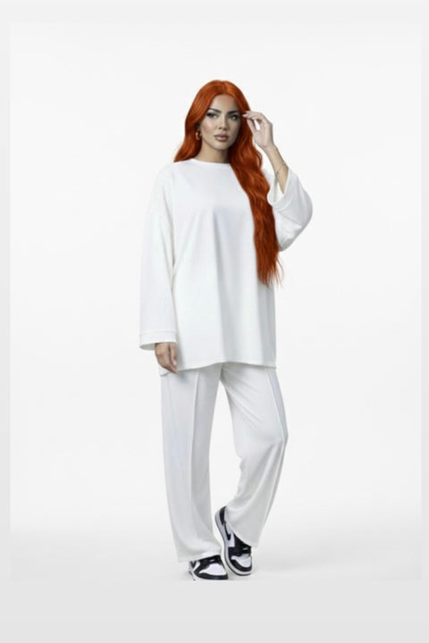 Comfy co-ord set met lange top en oversized broek - 6033