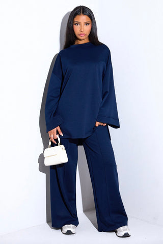 Comfy co-ord set met lange top en oversized broek 6033