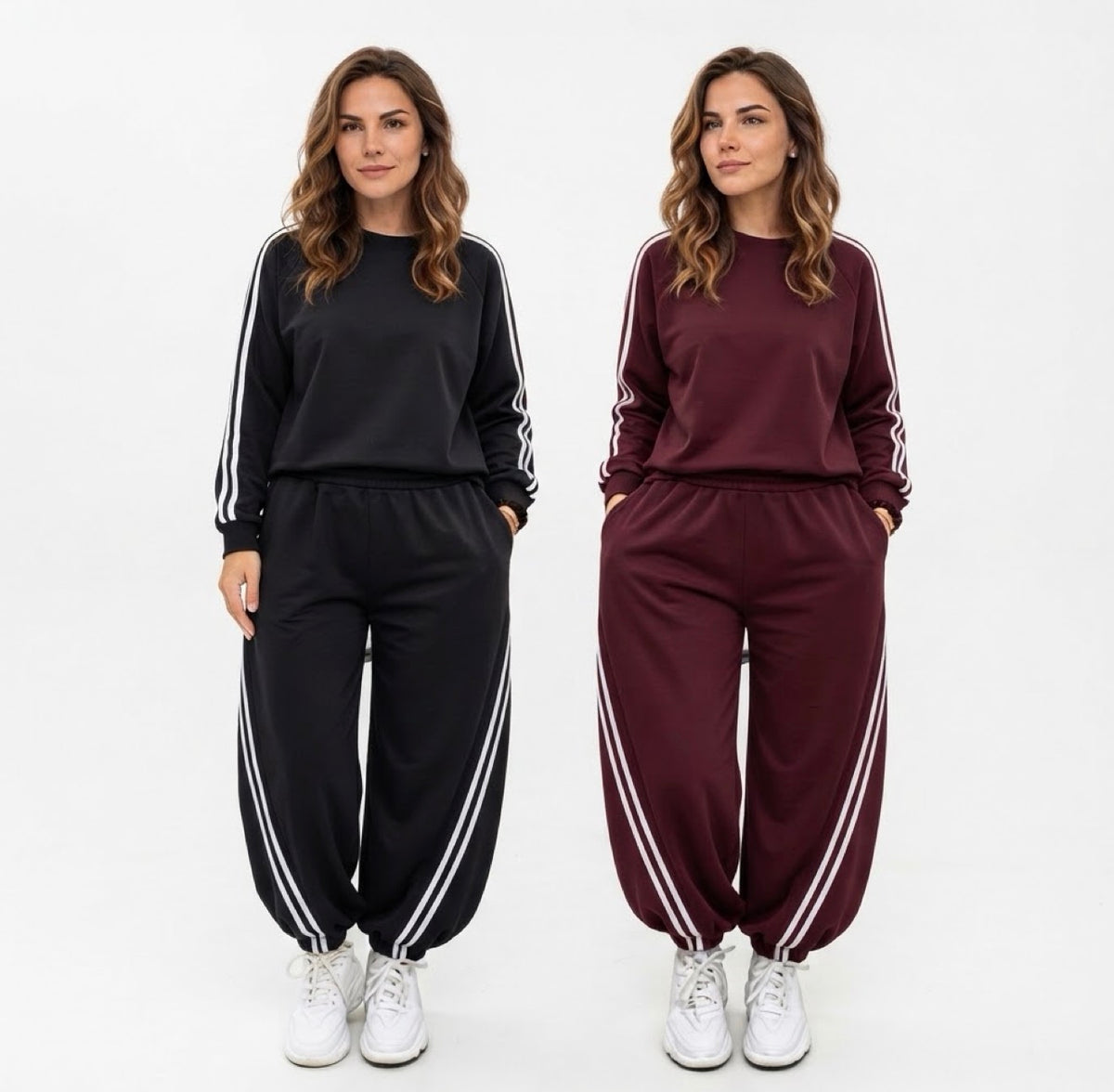 Sportieve Co-ord Set met Zijstrepen | Comfortabele Dames Jogging Outfit