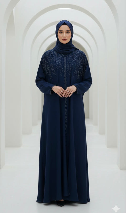 The Dubai Leaf abaya - navy 990231 PRE ORDER