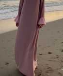 The bloom dress met ruffles mouwen - roze 673200