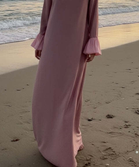 The bloom dress met ruffles mouwen - roze 673200