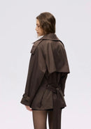 Double-Breasted Short Coat - marron bruin W25258