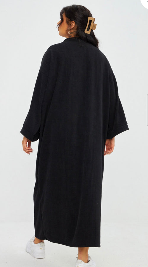 Lange jurk zwart met zakken - ZJ01