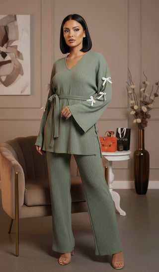 strikjes set groen met witte strikjes