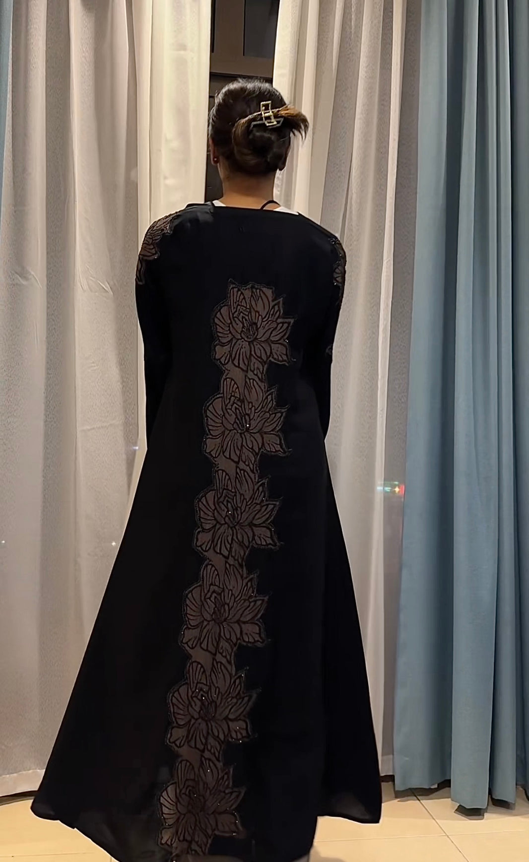 BLACK LIGHT ROSES ABAYA DXB